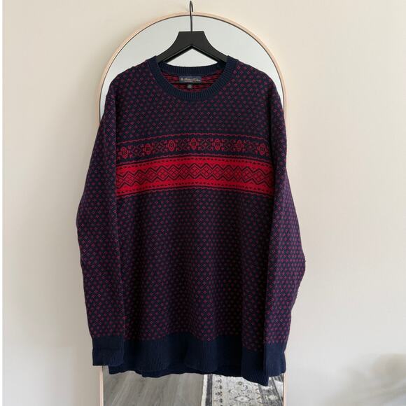 Brooks Brothers Fair Isle Sweater Navy Red - Picture 2 of 4